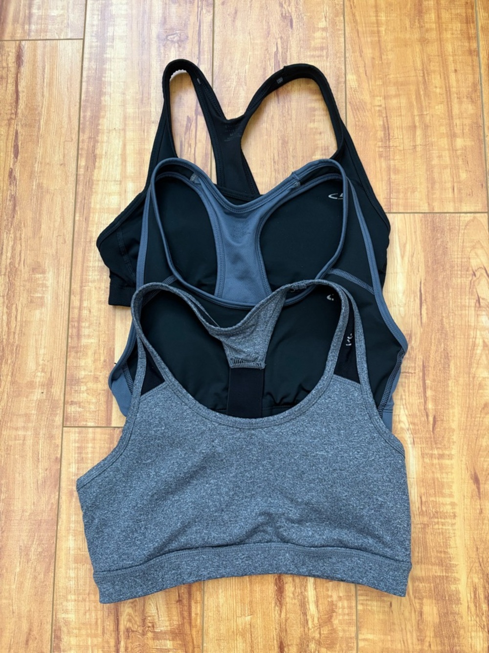 Women's Racerback Sports Bras - Black & Charcoal